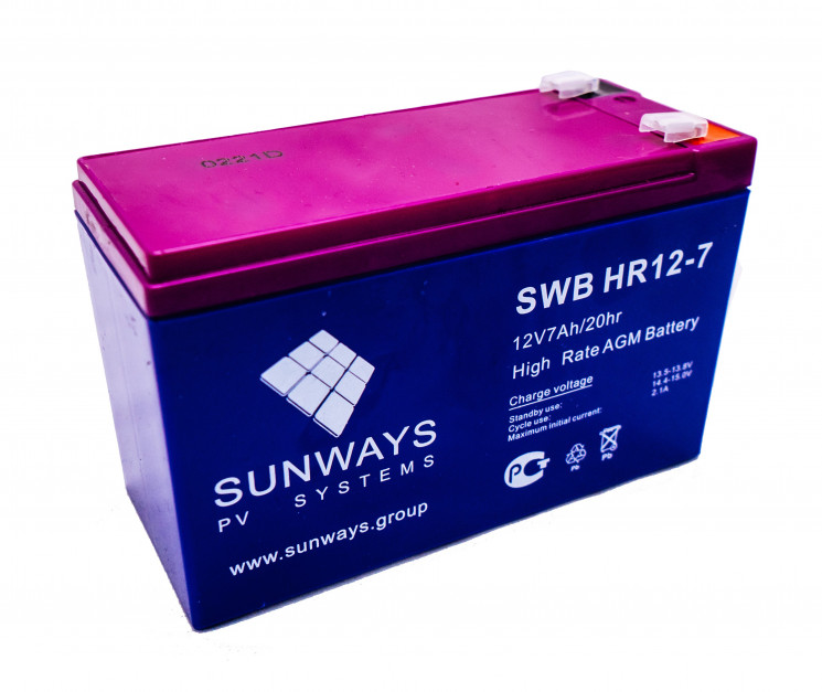 Аккумуляторная батарея SUNWAYS HR 12-7 купить в Екатеринбурге
