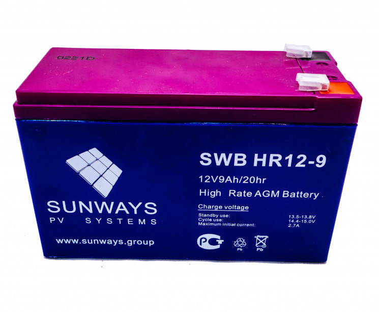 Аккумуляторная батарея SUNWAYS HR 12-9 купить в Екатеринбурге