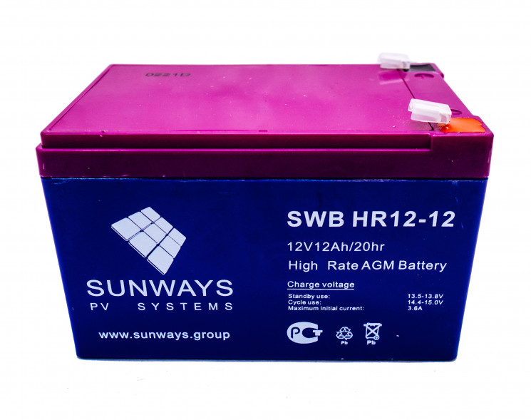 Аккумуляторная батарея SUNWAYS HR 12-12 купить в Екатеринбурге