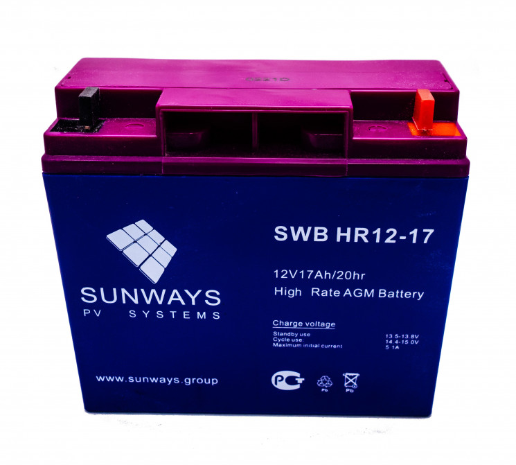 Аккумуляторная батарея SUNWAYS HR 12-17 купить в Екатеринбурге